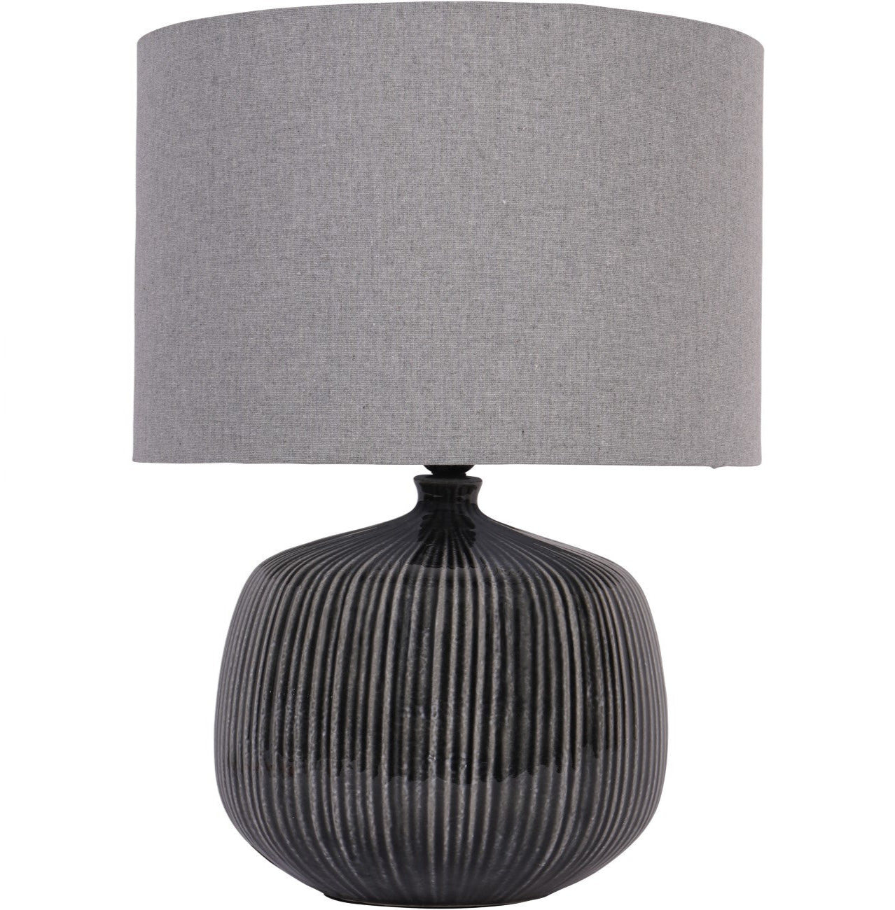 Bruno Striped Charcoal Ceramic Table Lamp